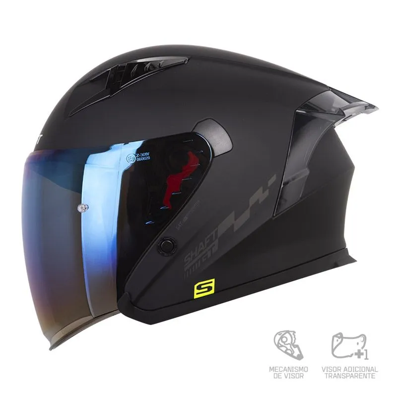Casco Shaft 226 GT Negro Mate Visor Iridium Azul 
