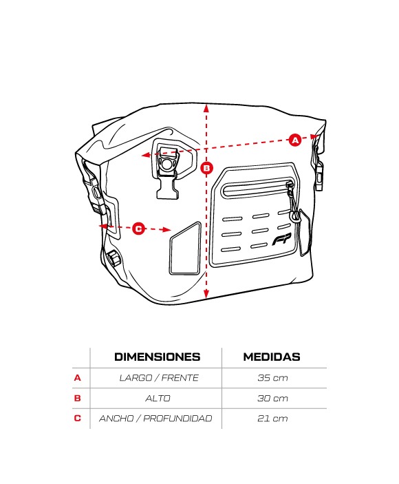 Tabla de medidas de Maleta Drybag S20 Gris