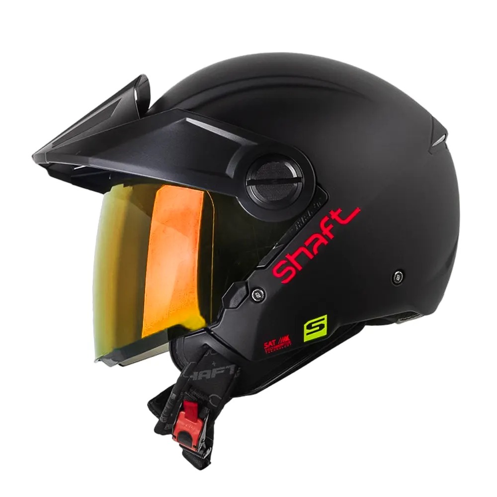 Casco Shaft 212 Negro Mate/Rojo Visor Revo Rojo