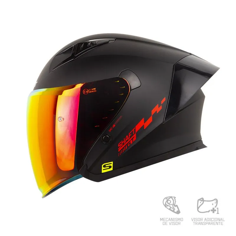 Casco Shaft 226 Gt Negro Rojo Visor Revo Rojo