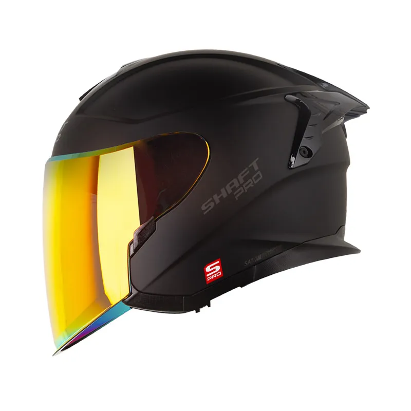 Casco Shaft Pro 240Dv Negro Mate Visor Revo Rojo